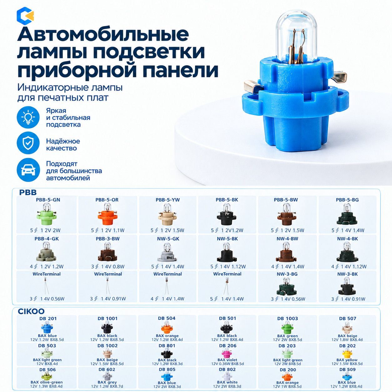 Автомобильные лампы подсветки приборной панели (индикаторные лампы для печатных плат)
